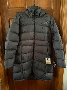 The North Face Black Quilted Long Puffer Coat with Hood